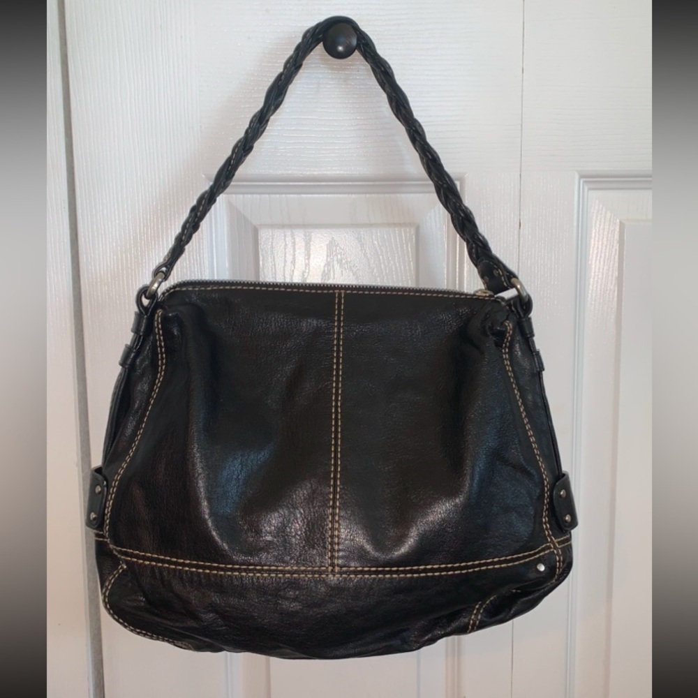 Fossil Braided Strap Leather Shoulder Bag: Multi-Color Lining